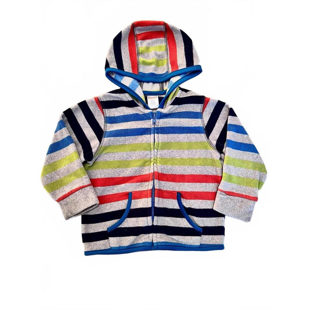 Gymboree Toddler Fleece Hoodie, Full Zip-up, Multicolor Striped Jacket (12-24m)